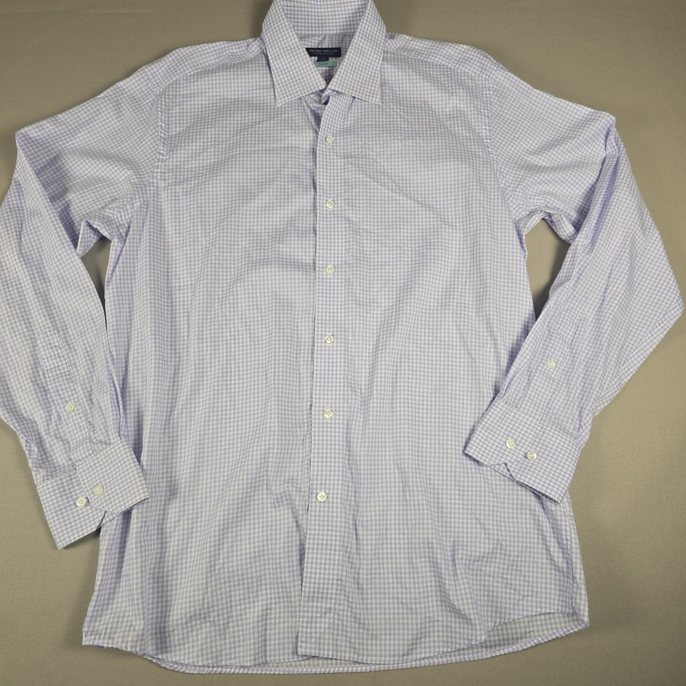Peter Millar Crown Crafted FRANCIS Sport Shirt L Wisteria Purple Gingham Flex